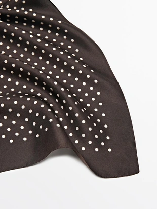 Платок из 100% шелка с принтом в горошек- Заказать в России