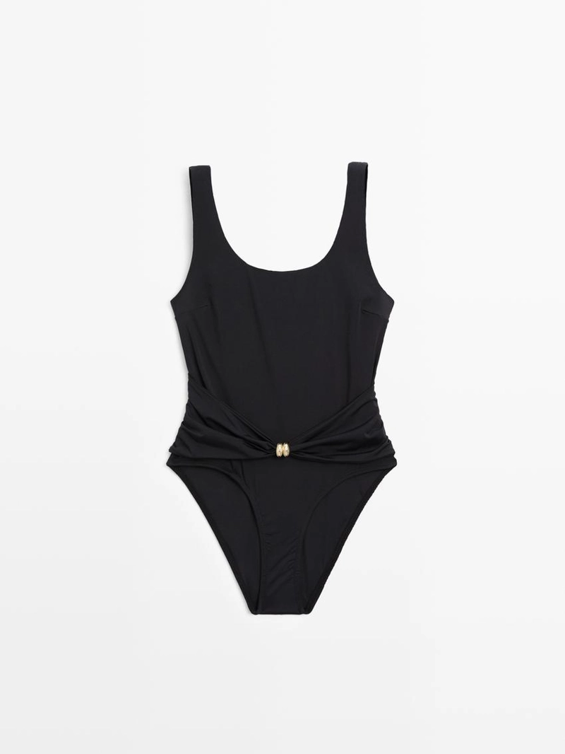 Купальник с деталями из страз