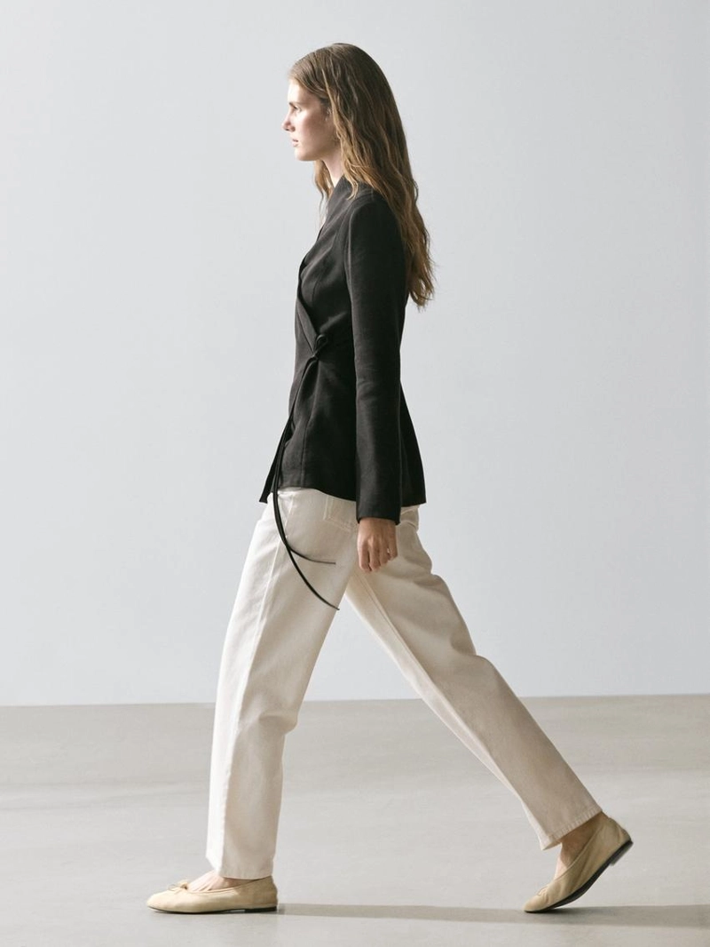 Облегающий халат из льняно-хлопкового смеси