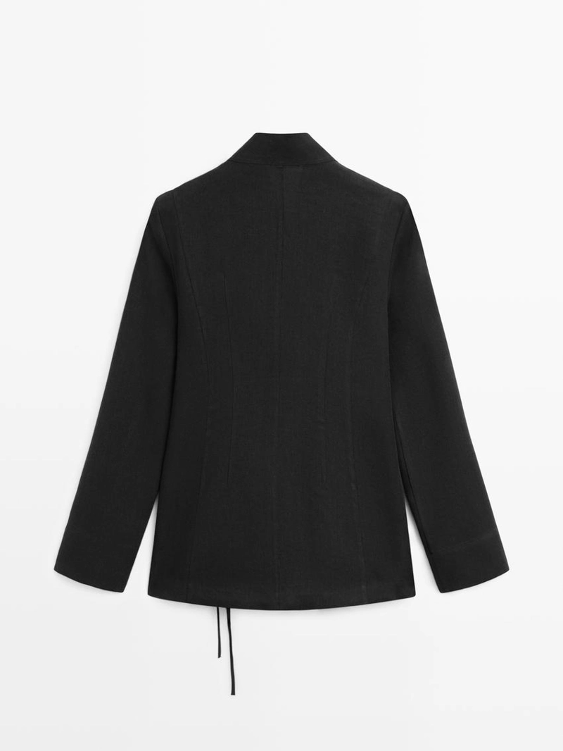 Облегающий халат из льняно-хлопкового смеси