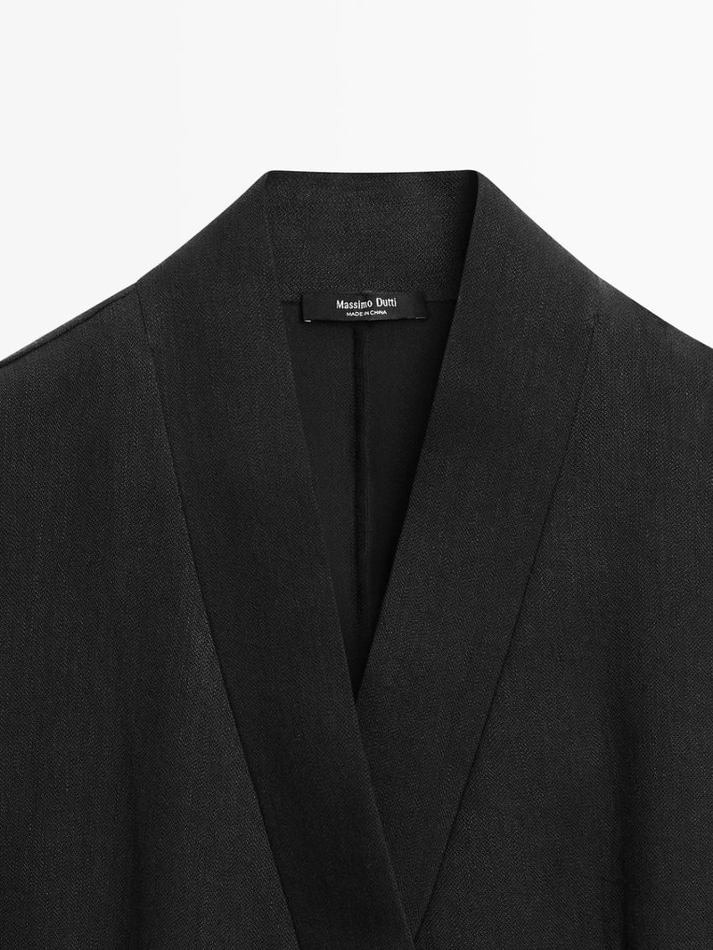 Облегающий халат из льняно-хлопкового смеси