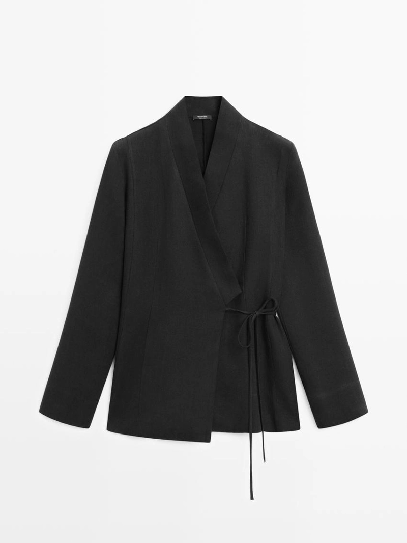 Облегающий халат из льняно-хлопкового смеси