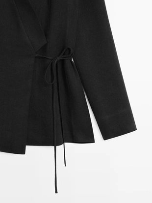 Облегающий халат из льняно-хлопкового смеси- Заказать в России