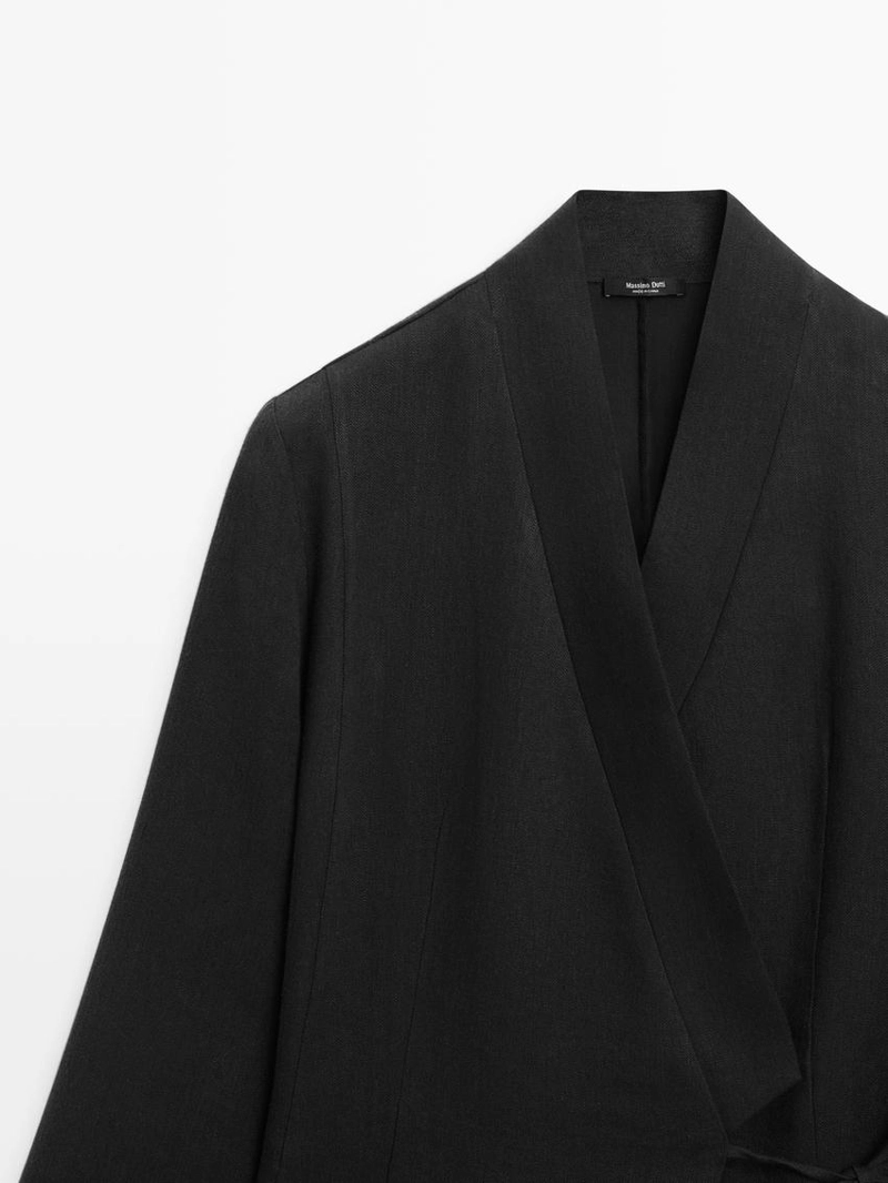 Облегающий халат из льняно-хлопкового смеси