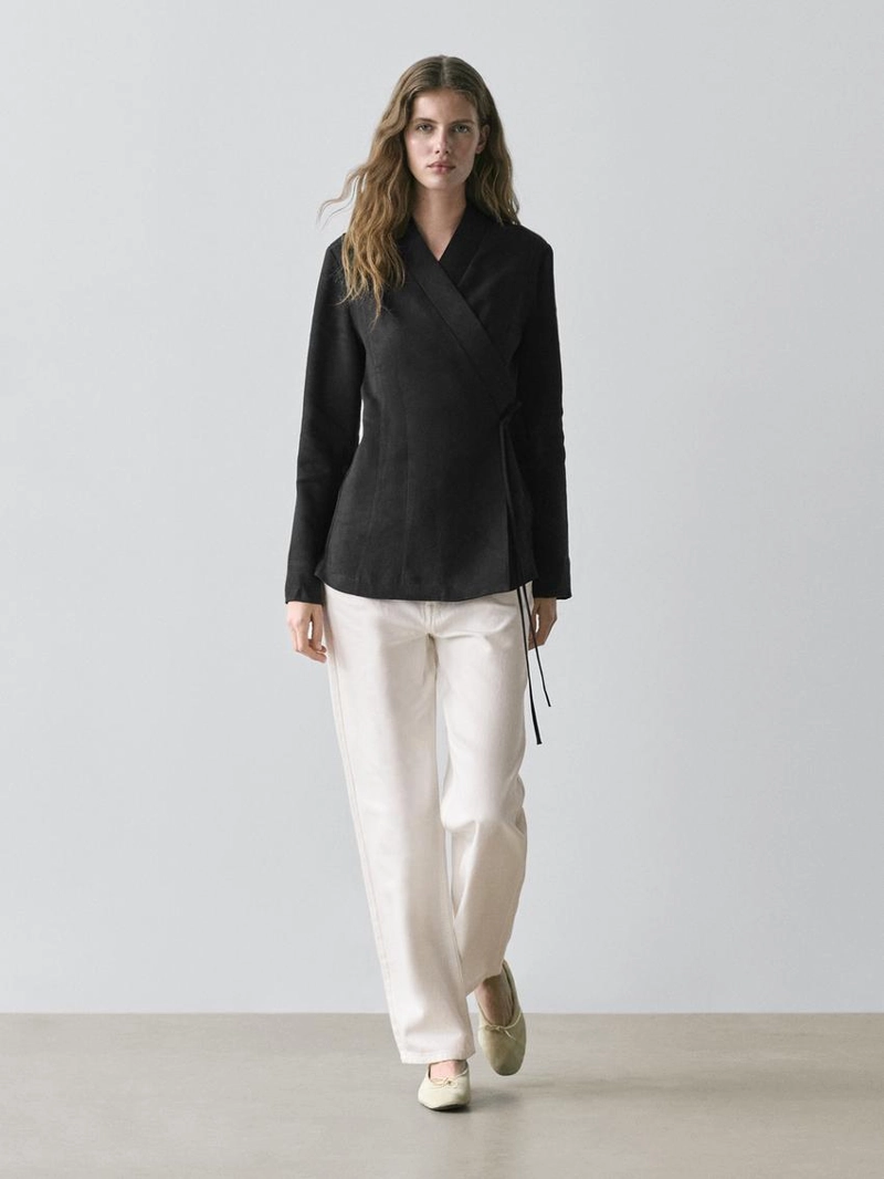 Облегающий халат из льняно-хлопкового смеси