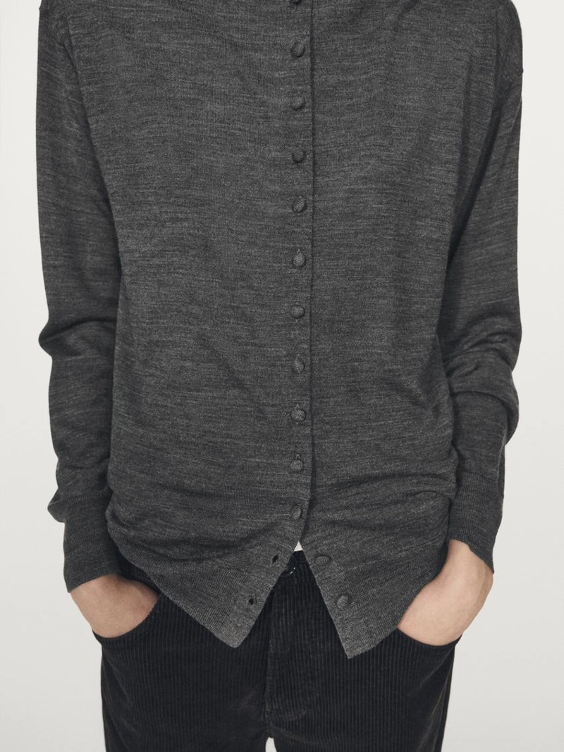 Кардиган perkins с воротником-стойкой и застежкой на скрытые пуговицы