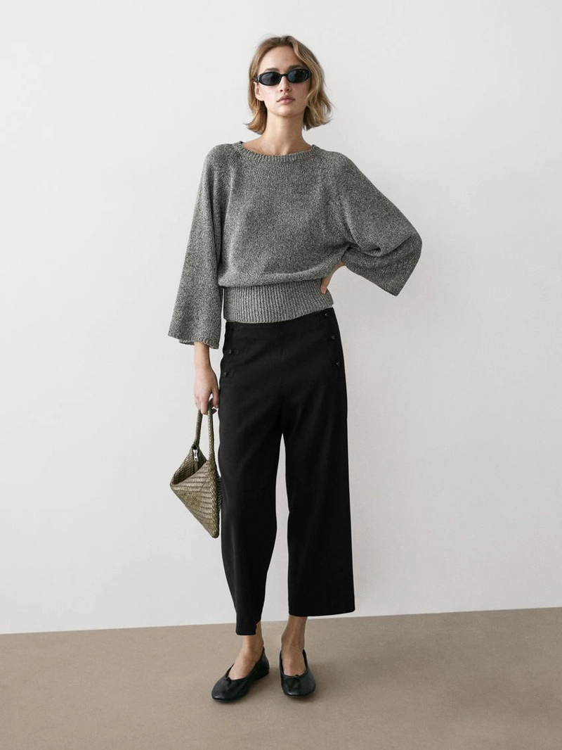 Брюки-капри с деталями на пуговицах