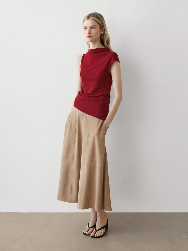 Топ из 100% хлопка с деталями складок