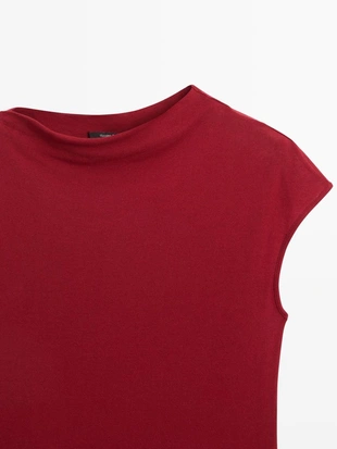 Топ из 100% хлопка с деталями складок- Заказать в России