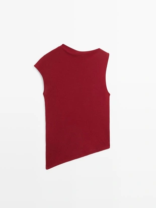 Топ из 100% хлопка с деталями складок- Заказать в России