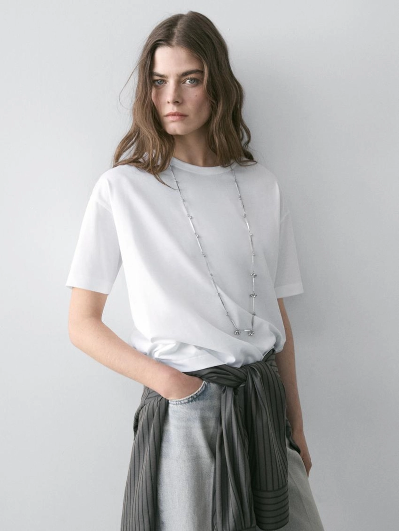 Футболка с короткими рукавами в стиле баллон из хлопка