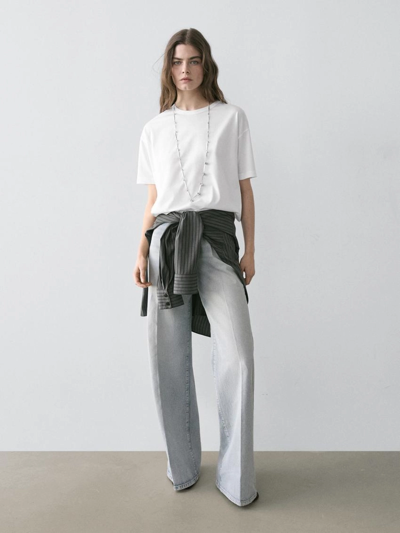 Футболка с короткими рукавами в стиле баллон из хлопка