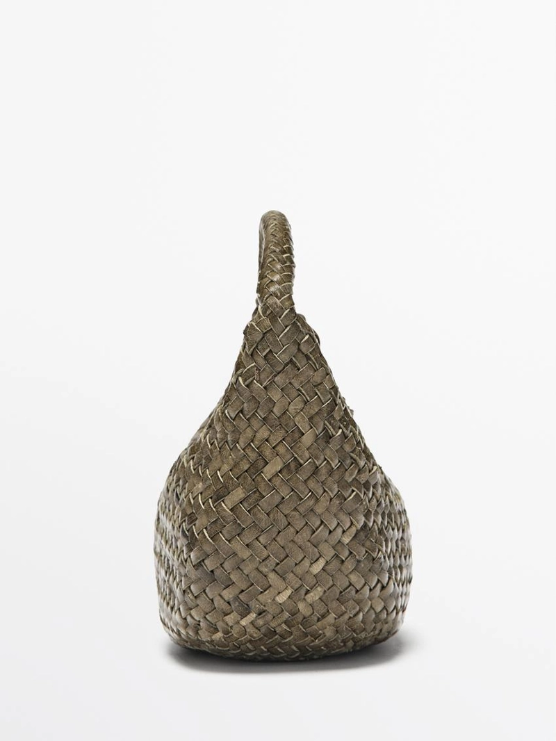 Сумка мини из пletёного натурального кожа nappa