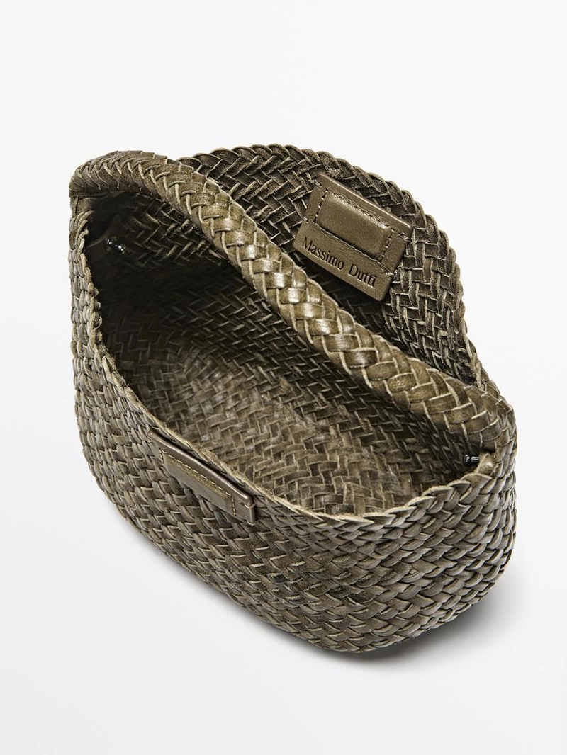 Сумка мини из пletёного натурального кожа nappa