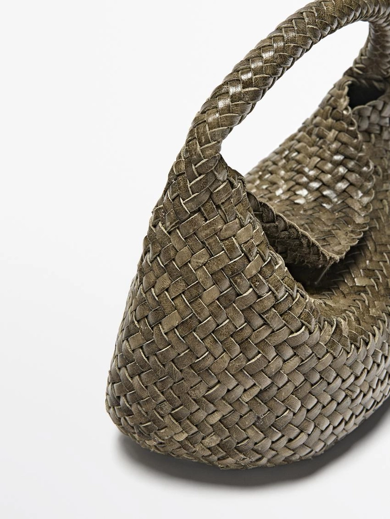 Сумка мини из пletёного натурального кожа nappa