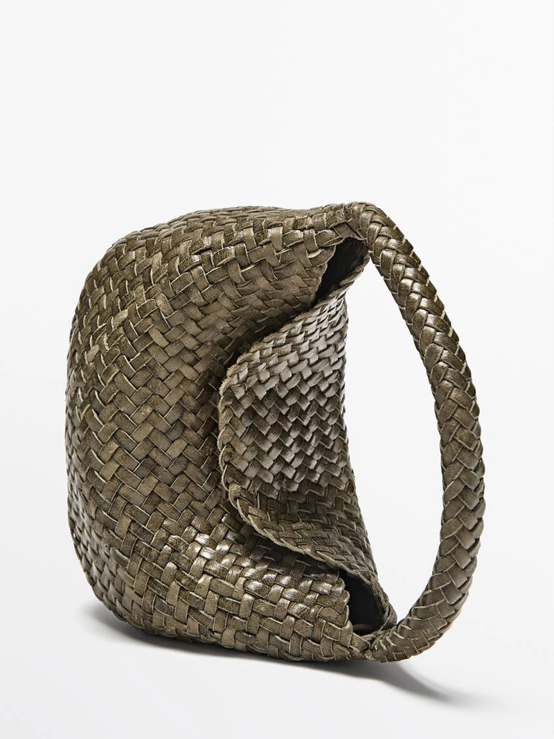 Сумка мини из пletёного натурального кожа nappa