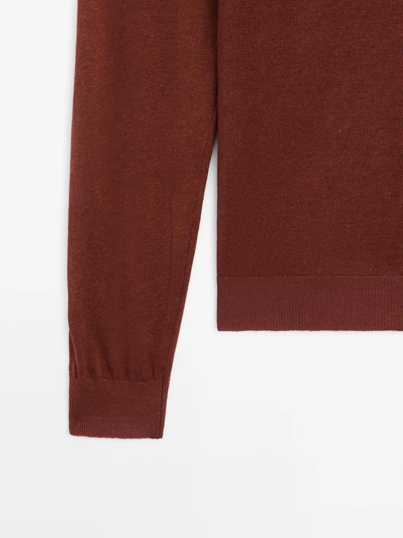 Свитер с круглым вырезом из льна и кашемира