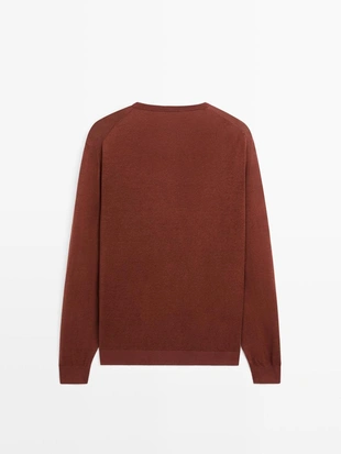 Свитер с круглым вырезом из льна и кашемира- Заказать в России