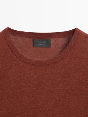 Свитер с круглым вырезом из льна и кашемира- Заказать в России