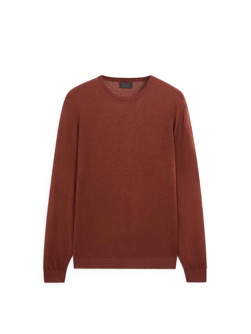 Свитер с круглым вырезом из льна и кашемира