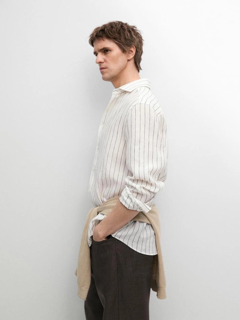 Рубашка в полоску из 100% льна