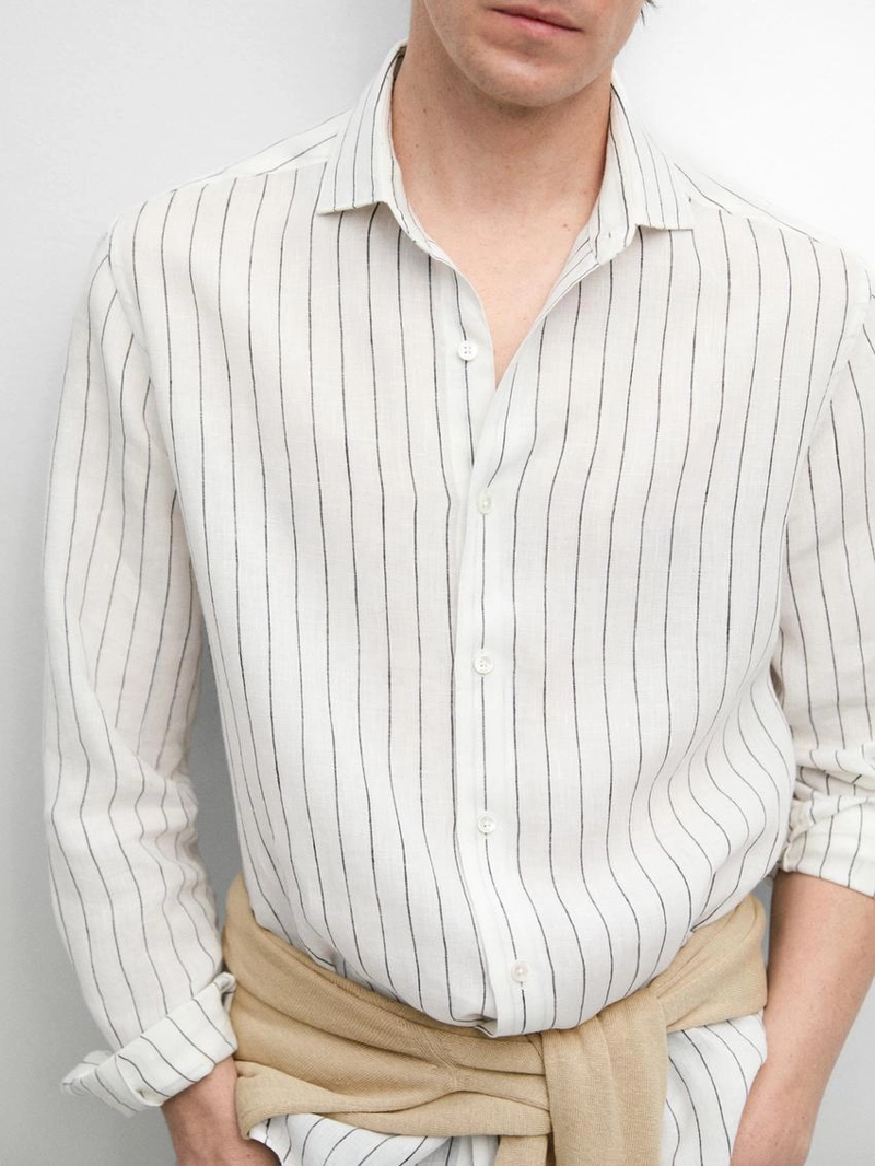 Рубашка в полоску из 100% льна