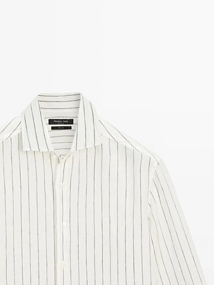 Рубашка в полоску из 100% льна- Заказать в России