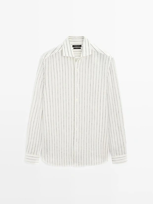 Рубашка в полоску из 100% льна- Заказать в России