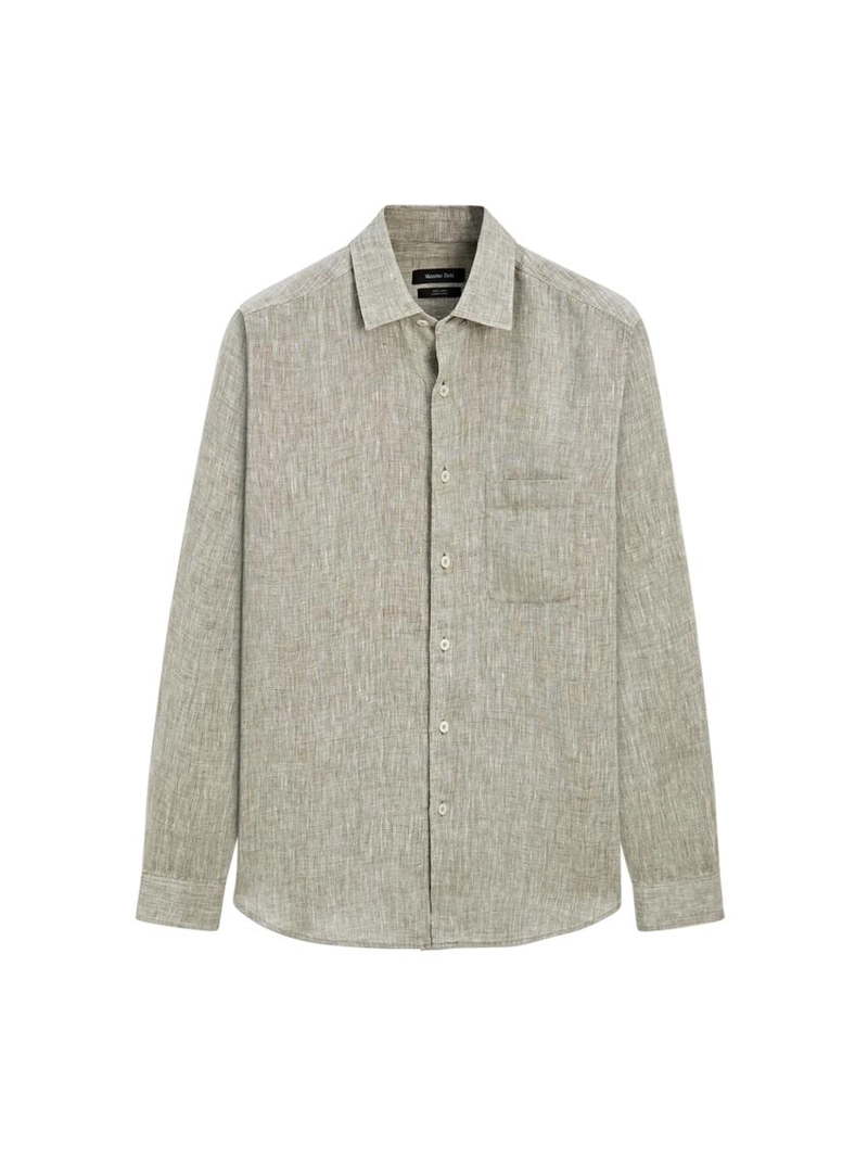 Рубашка из льна с карманом