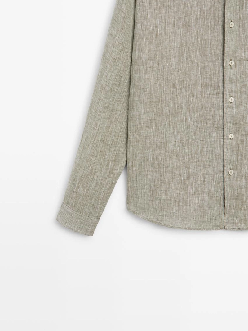 Рубашка из льна с карманом