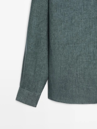 Рубашка из льна с деталями на планке- Заказать в России