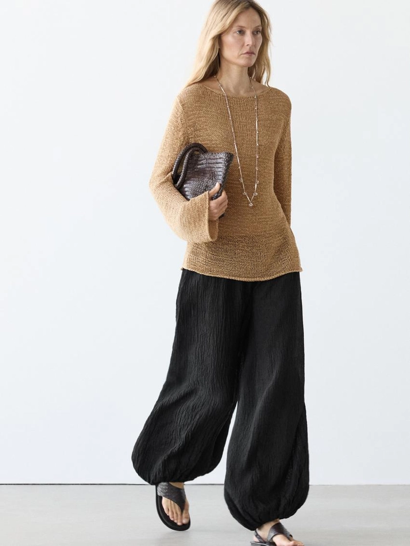 Льняные брюки саруэль