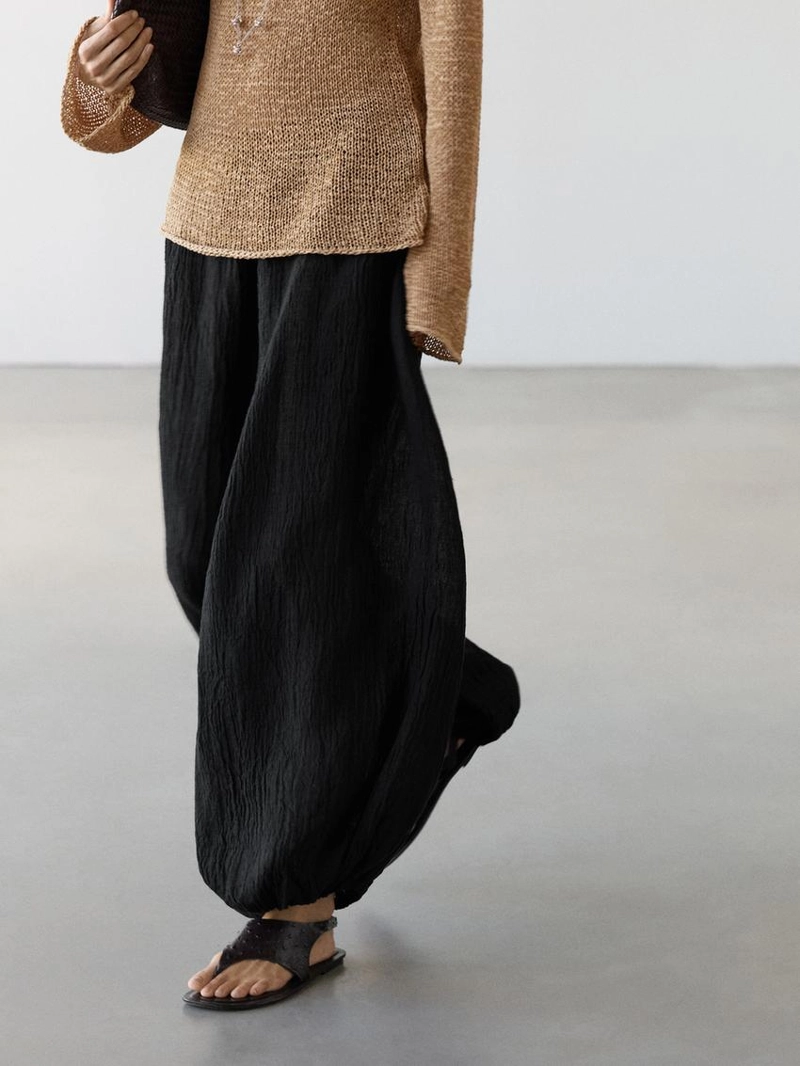 Льняные брюки саруэль