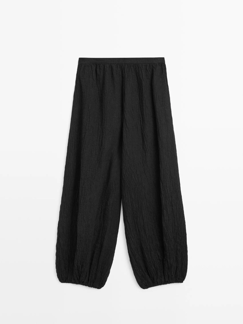 Льняные брюки саруэль