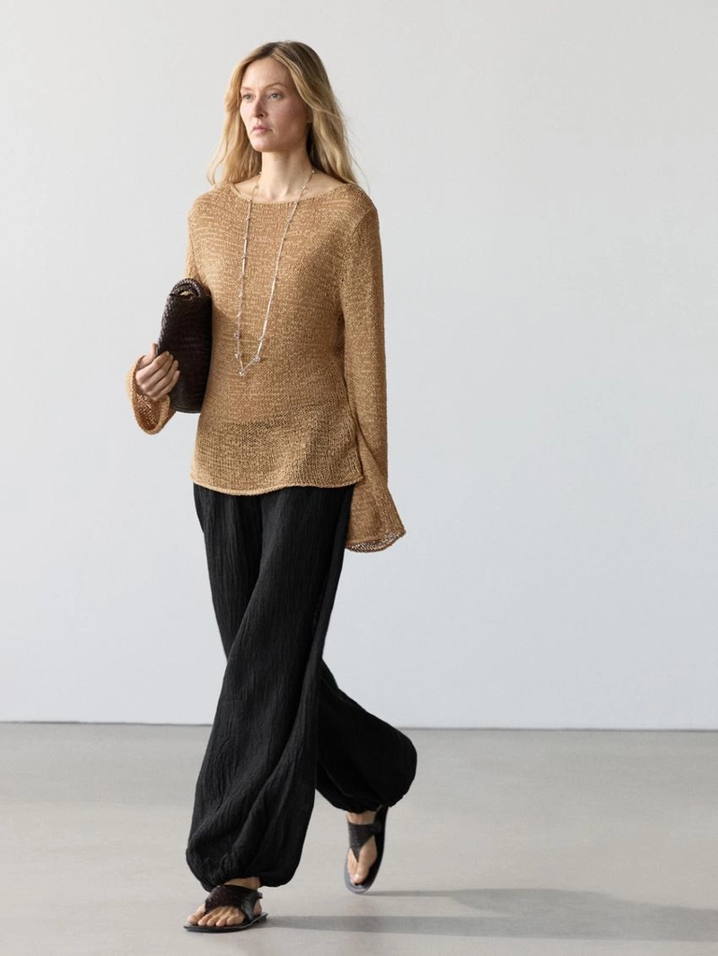 Льняные брюки саруэль