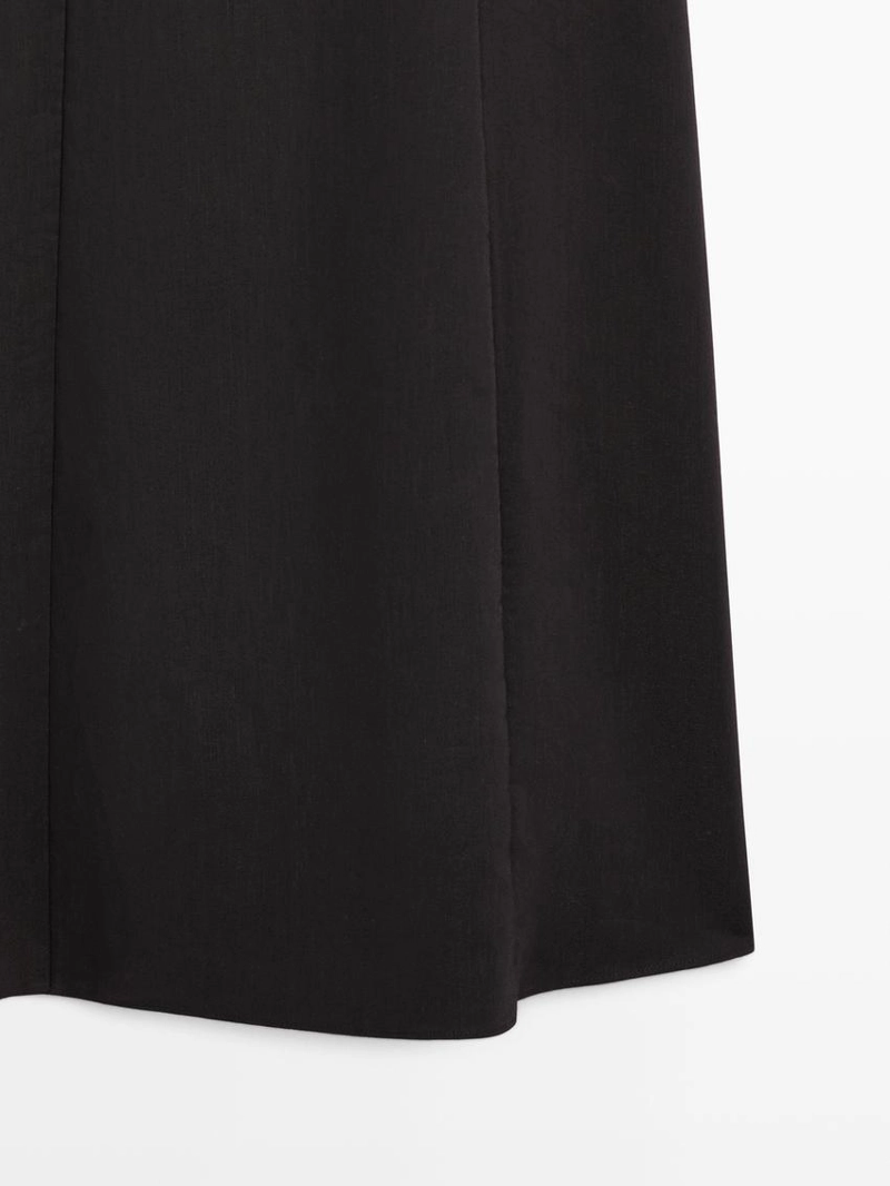 Платье-миди на бретелях из льна