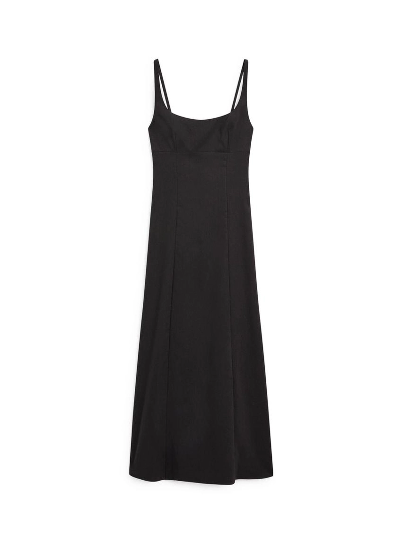 Платье-миди на бретелях из льна