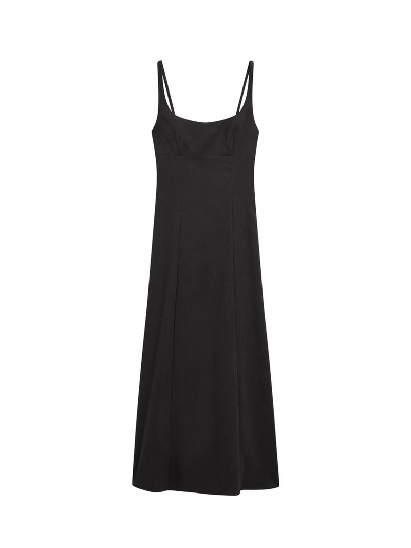 Платье-миди на бретелях из льна