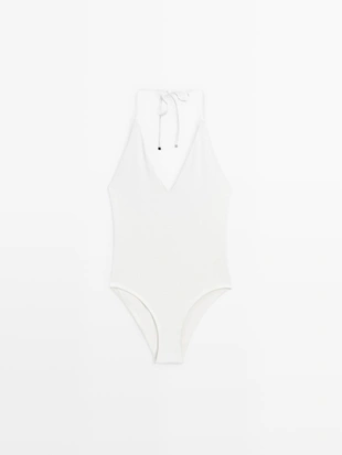 Купальник с текстурным v-образным вырезом- Заказать в России