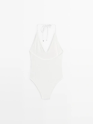 Купальник с текстурным v-образным вырезом- Заказать в России