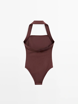 Купальник с блестящими деталями на шее- Заказать в России