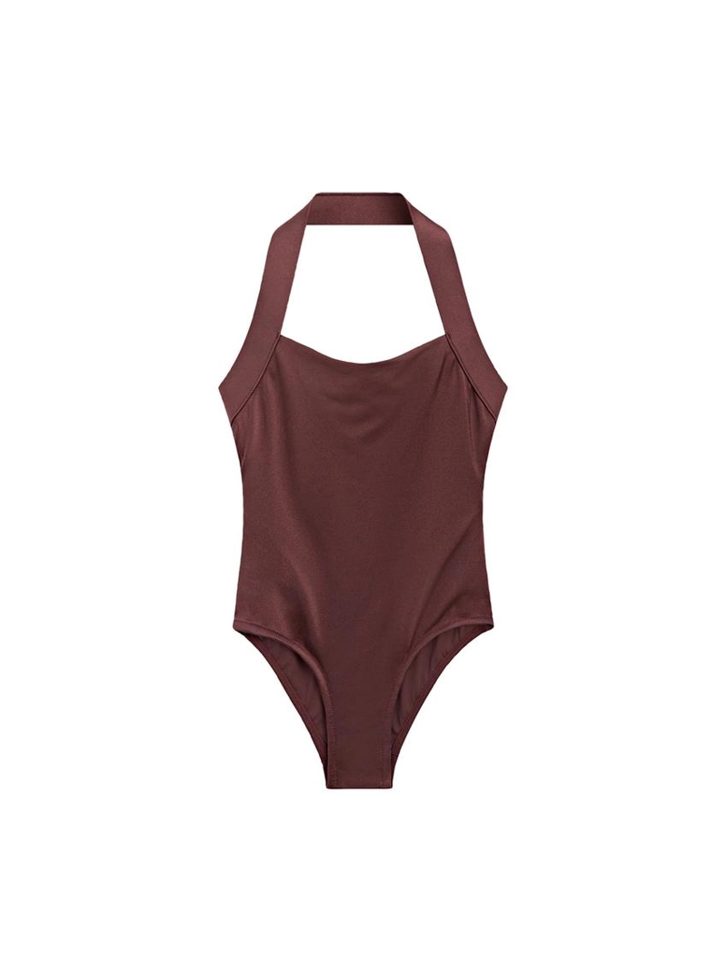 Купальник с блестящими деталями на шее