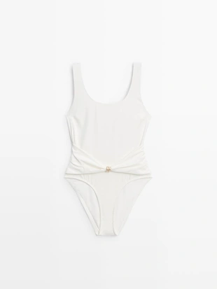 Купальник с деталями из драгоценных камней- Заказать в России