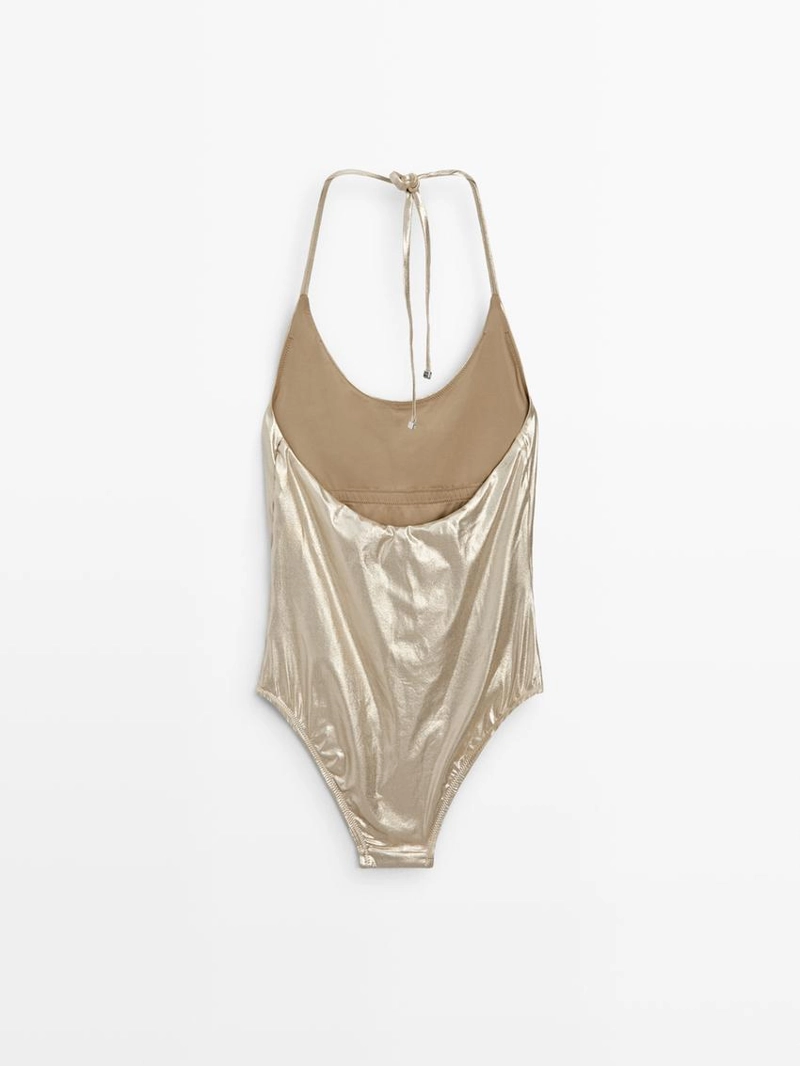 Купальник с круглым вырезом и металлическим покрытием