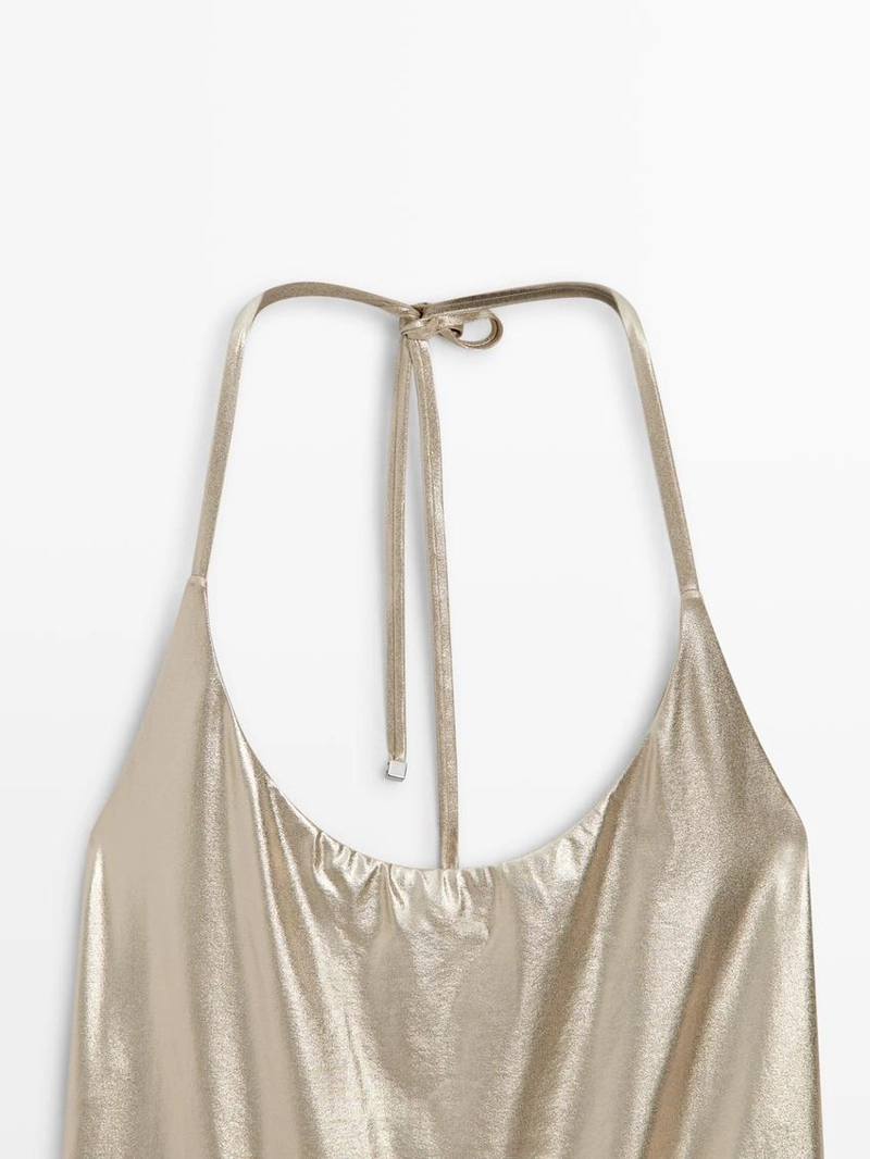 Купальник с круглым вырезом и металлическим покрытием