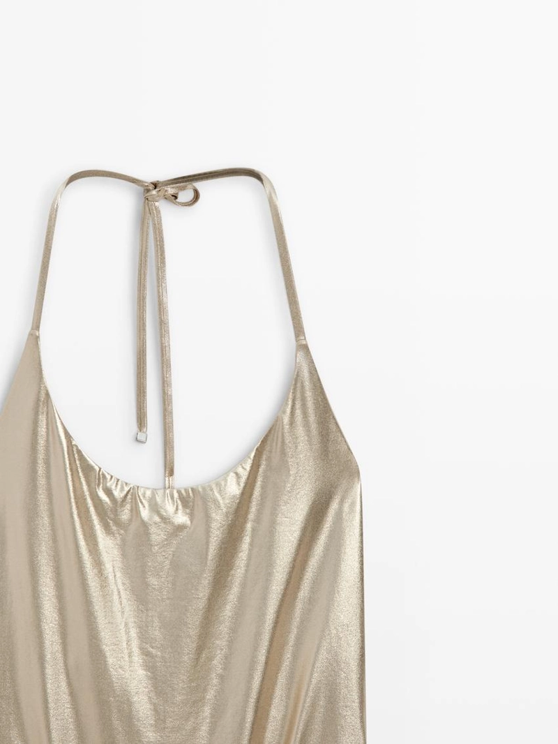 Купальник с круглым вырезом и металлическим покрытием