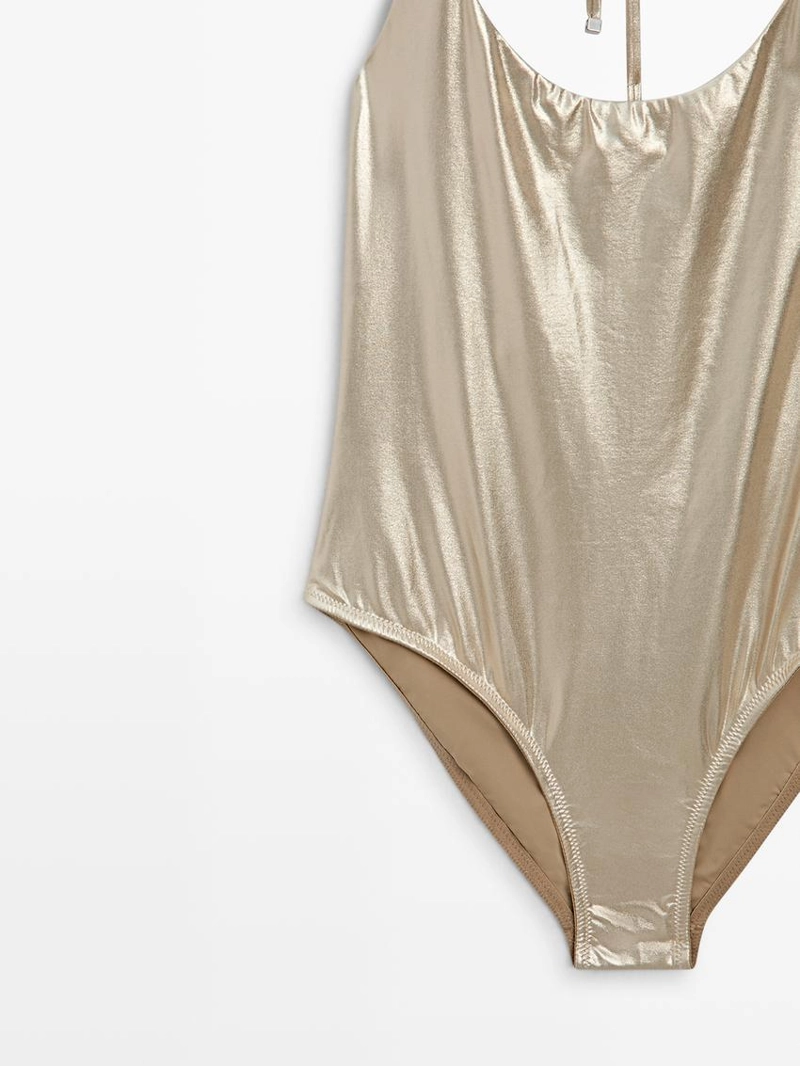 Купальник с круглым вырезом и металлическим покрытием