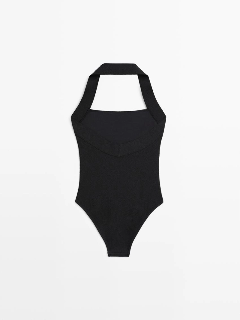 Купальник с галтерами и текстурой