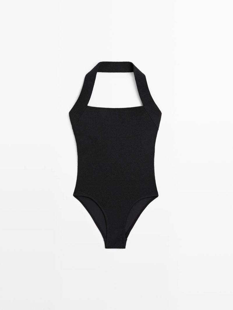 Купальник с галтерами и текстурой