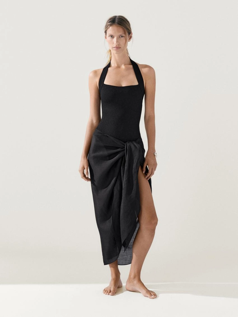 Купальник с галтерами и текстурой